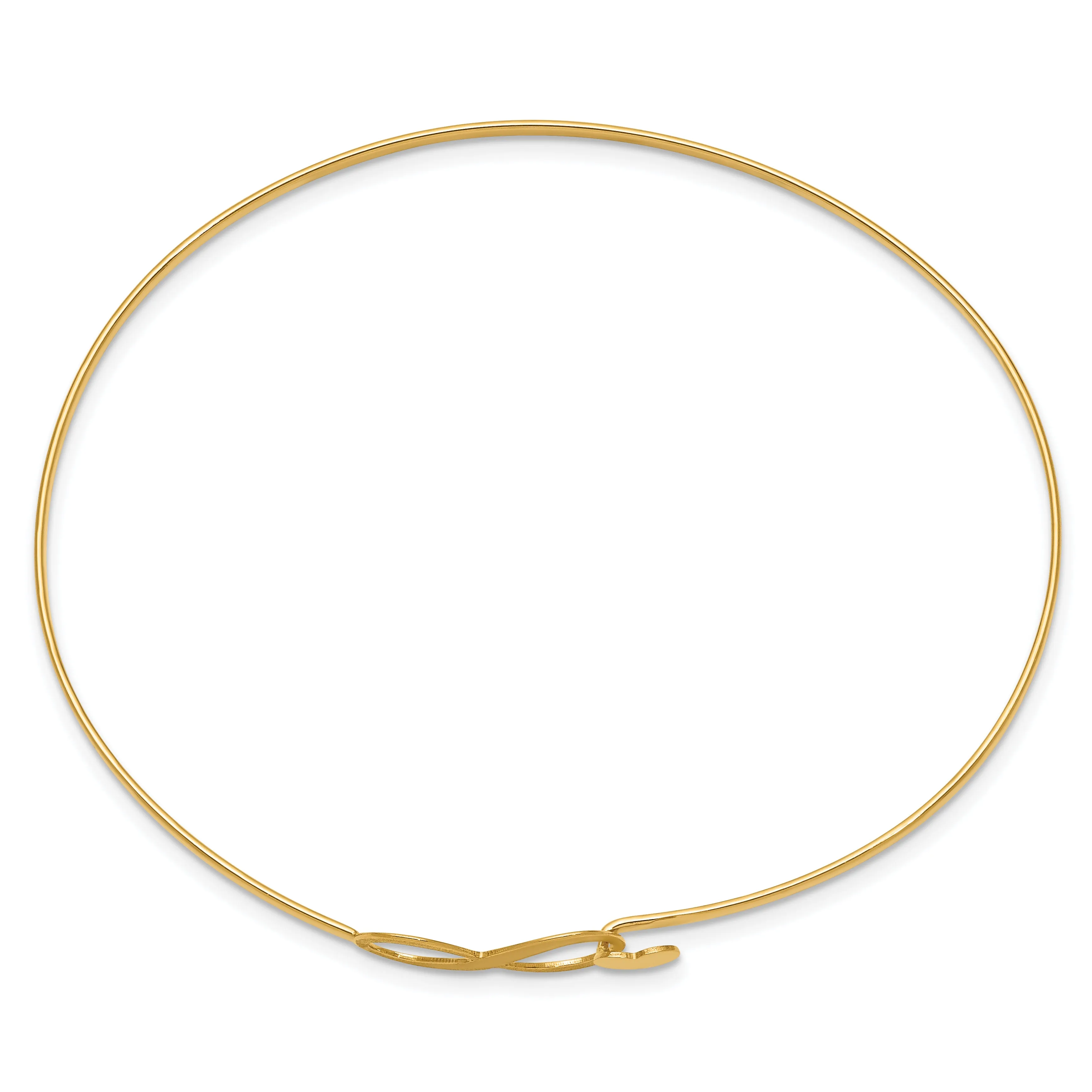 14K Brushed and Polished Infinity Heart Flexible Bangle