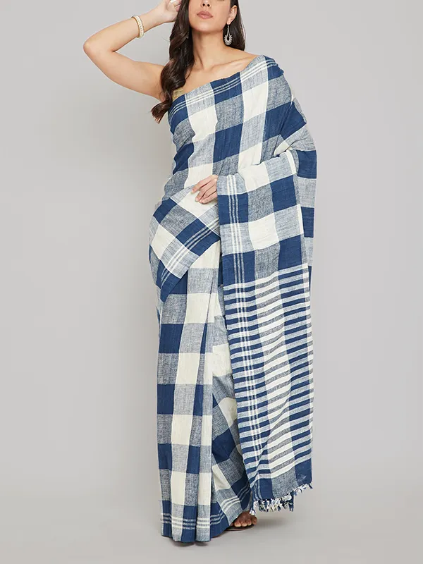 Ahimsa Silk Saree Blue