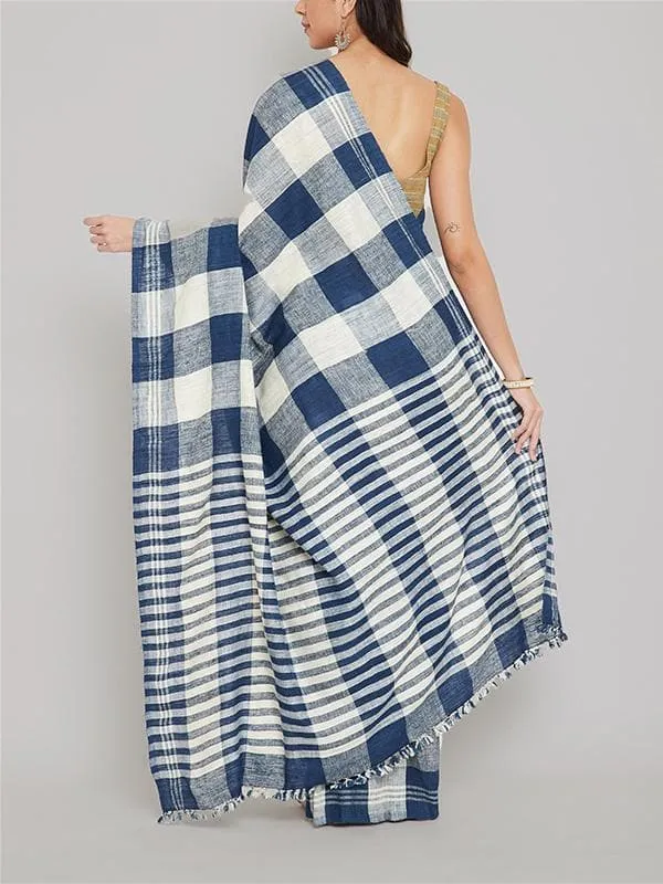 Ahimsa Silk Saree Blue
