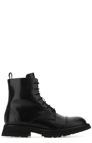 Alexander McQueen Block Heel Lace-Up Boots