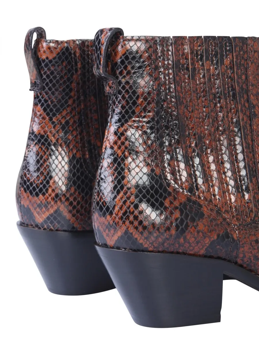 Ash Snakeskin Effect Ankle Boots
