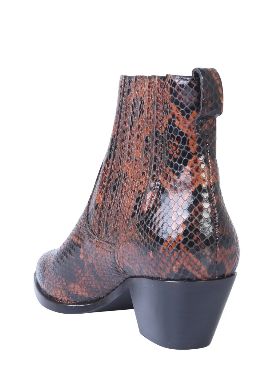 Ash Snakeskin Effect Ankle Boots