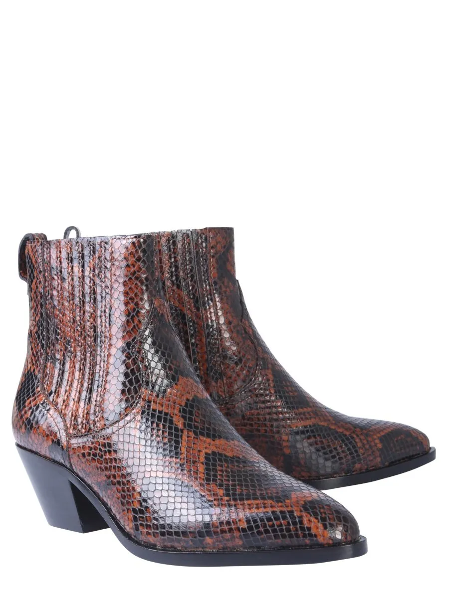 Ash Snakeskin Effect Ankle Boots