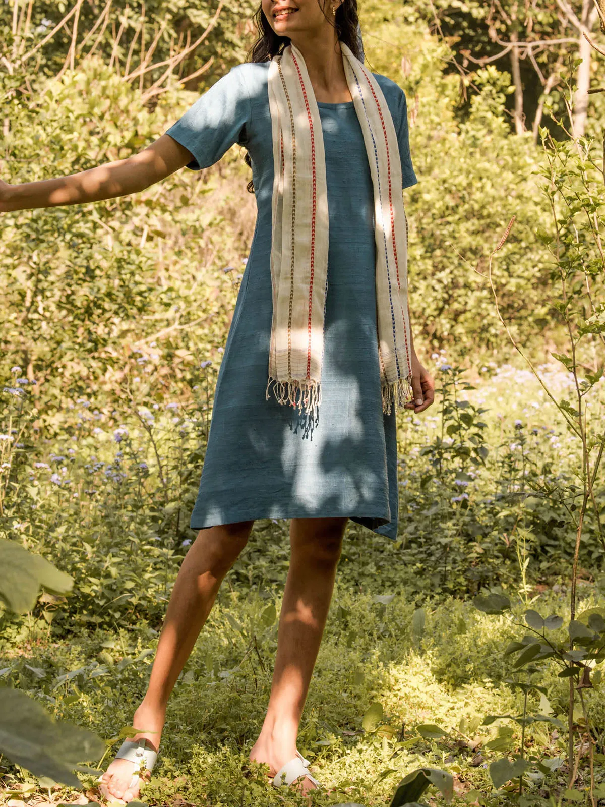Coruscate Handwoven Dress Blue