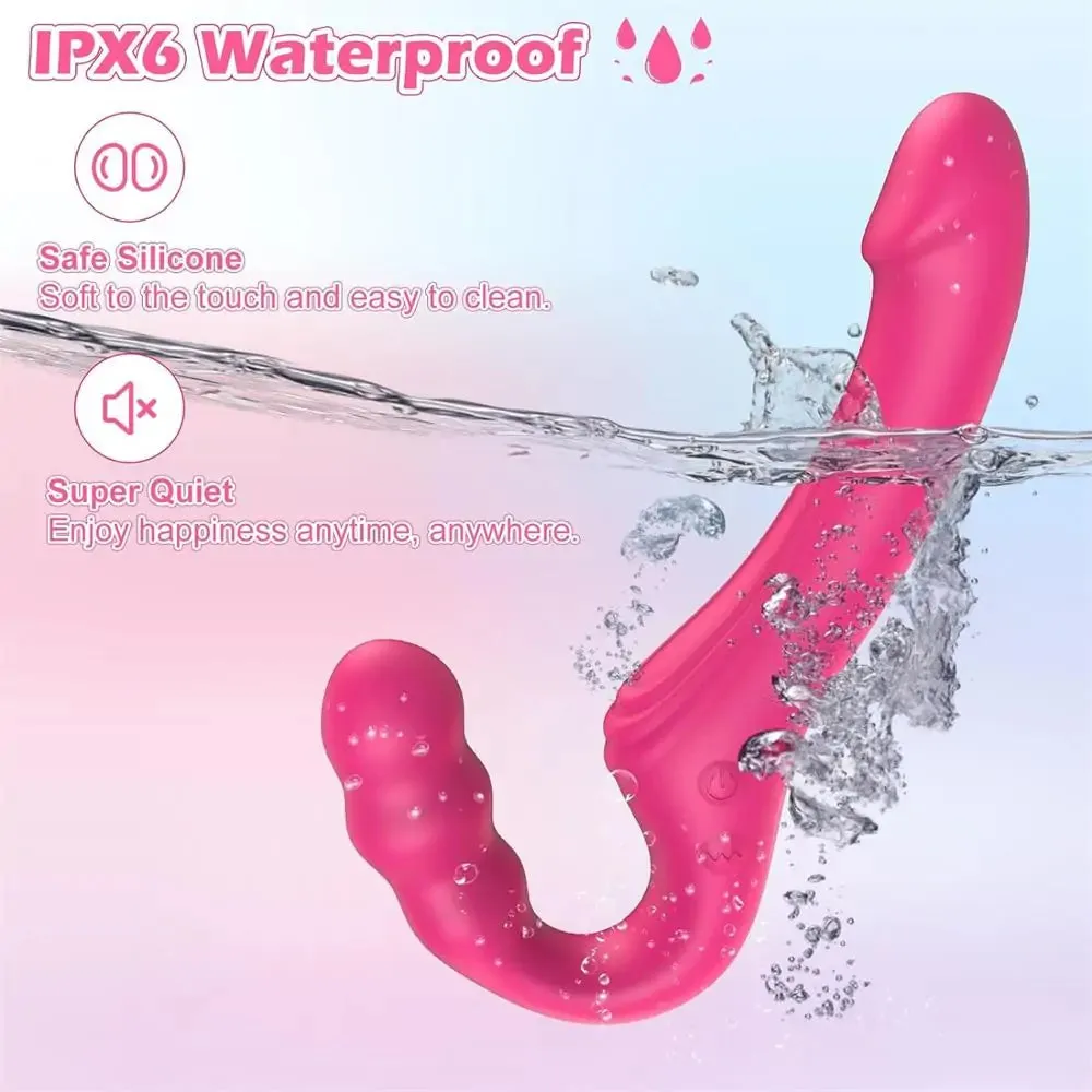 Double Ended Strapless Dildo for Women Naughty Sex with 10 Intense Vibrating Modes