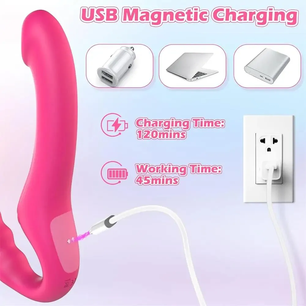 Double Ended Strapless Dildo for Women Naughty Sex with 10 Intense Vibrating Modes