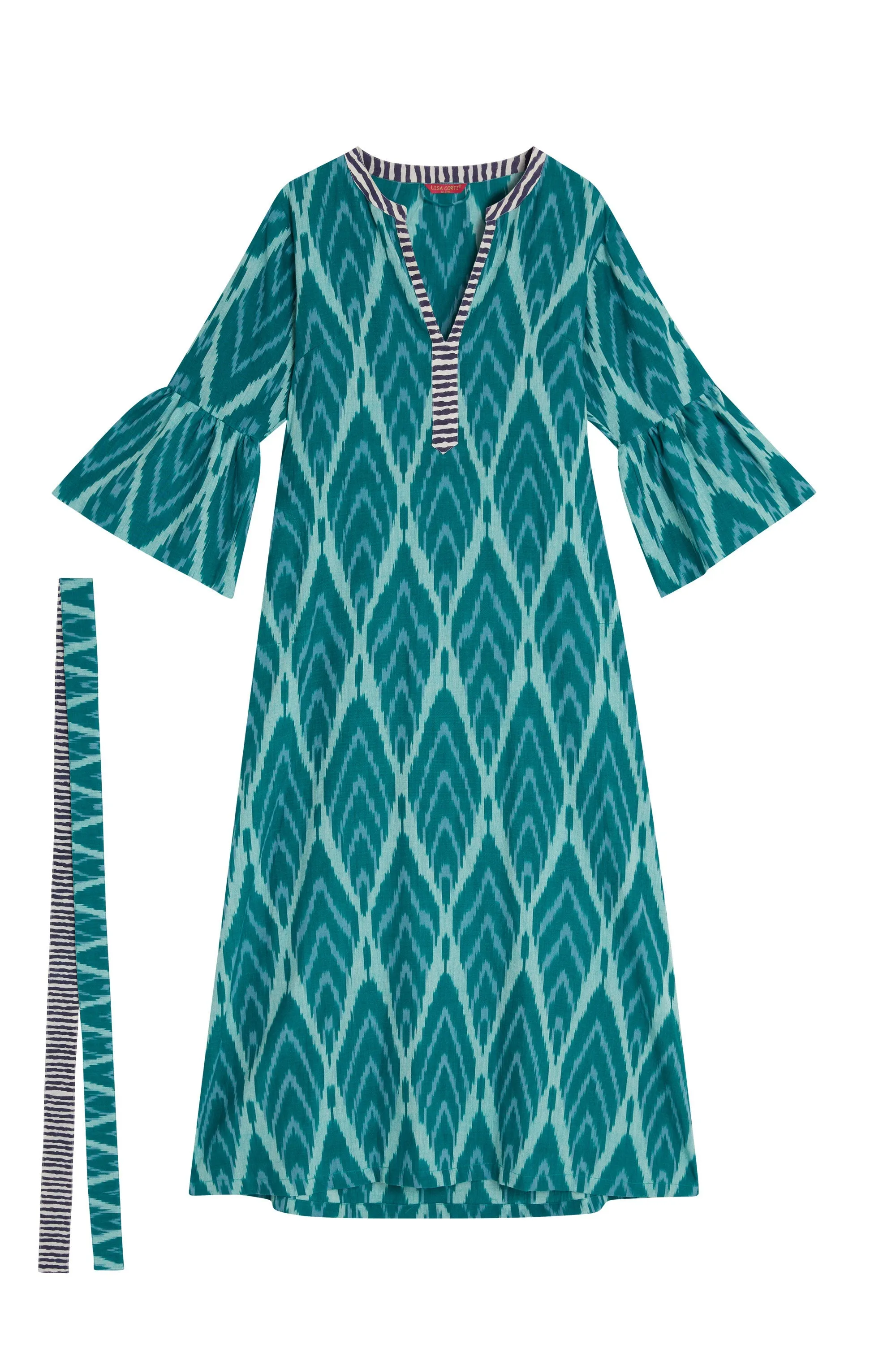 Ethesian Dress in Green Ikat