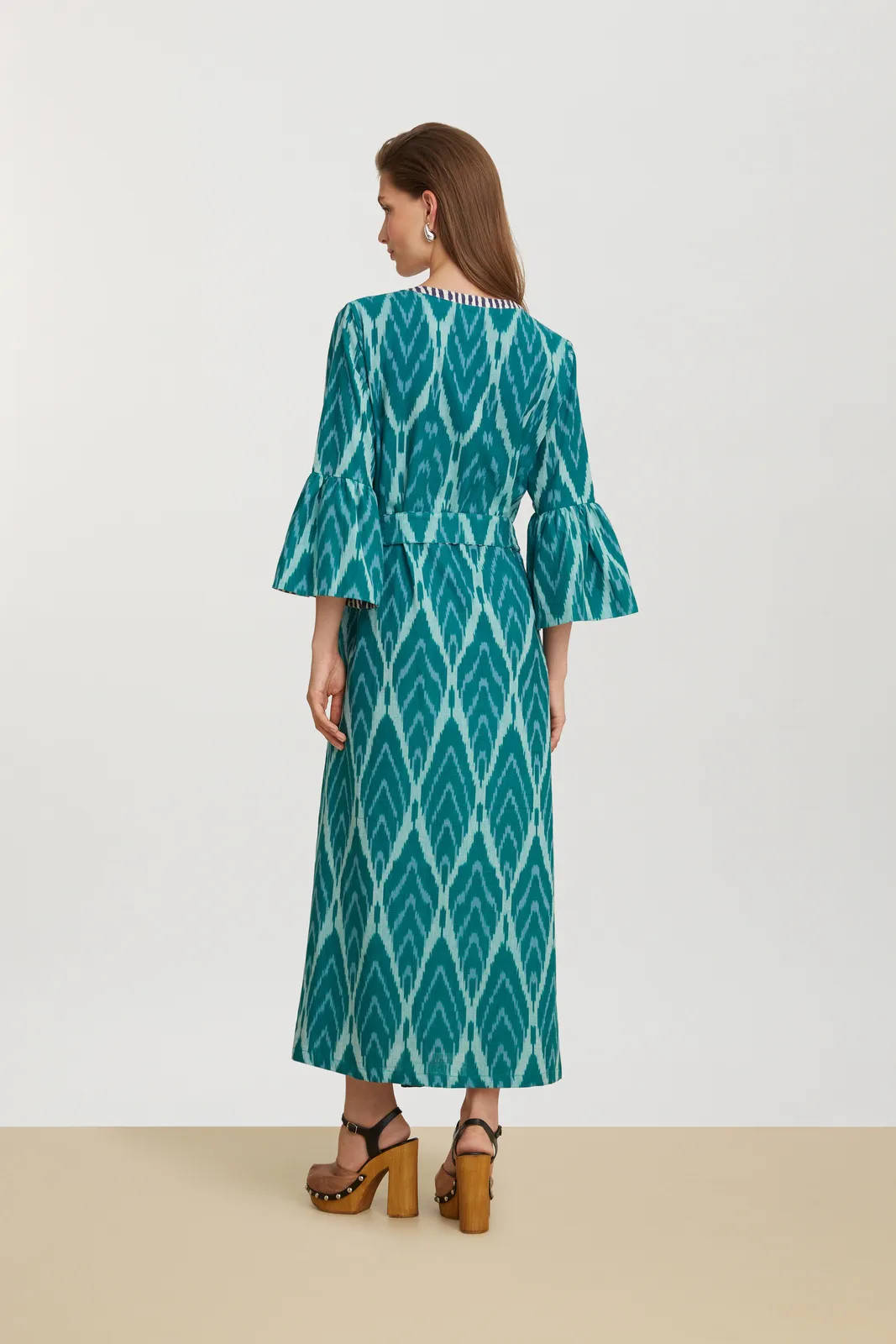 Ethesian Dress in Green Ikat