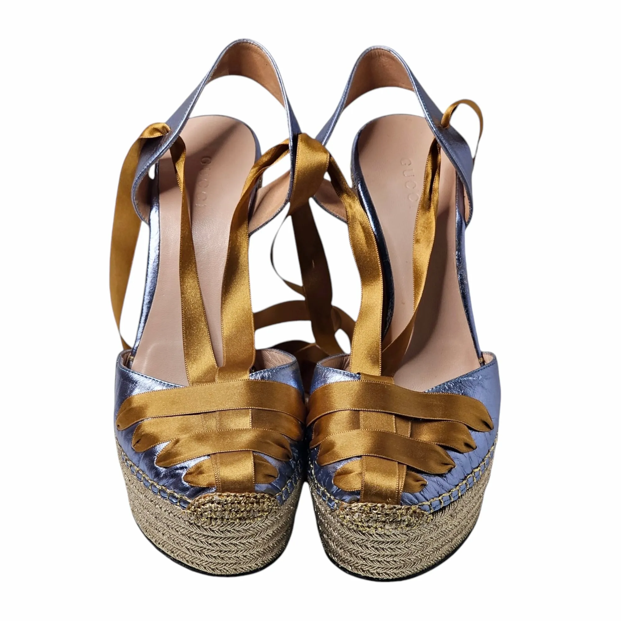GUCCI ALEXIS ESPADRILLE WEDGE HEELS EU 38/ UK 5