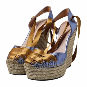 GUCCI ALEXIS ESPADRILLE WEDGE HEELS EU 38/ UK 5