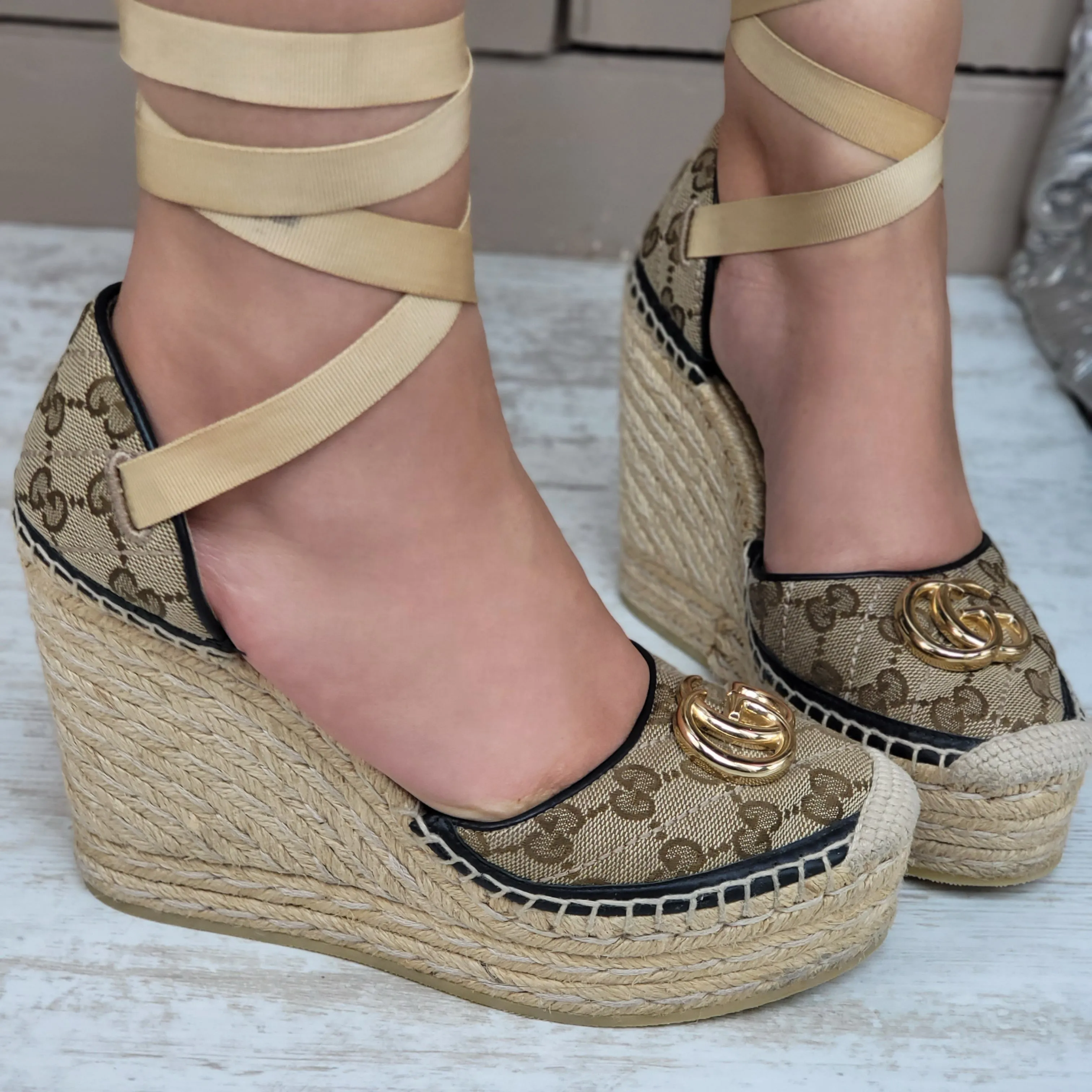 GUCCI ESPRADRILLE WEDGE HEELS EU 36/ UK 3