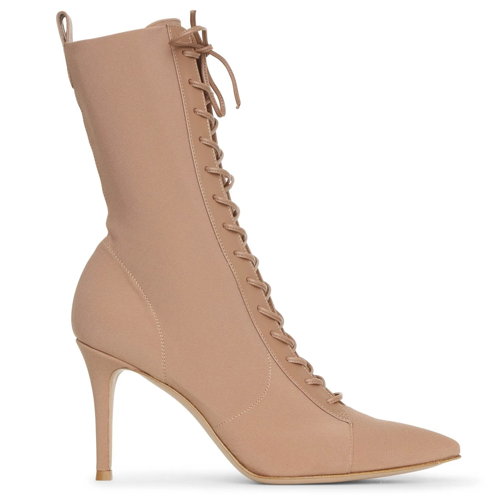 Lace up satin ankle boots
