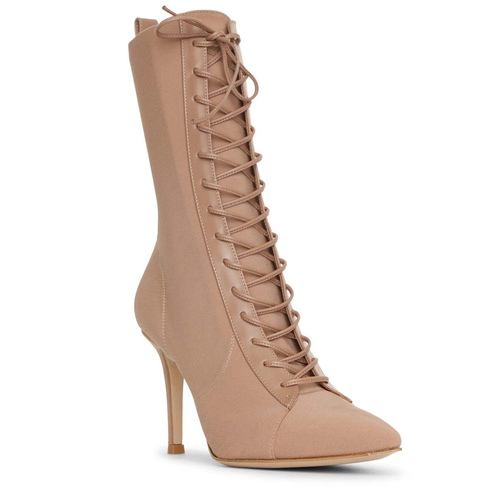 Lace up satin ankle boots