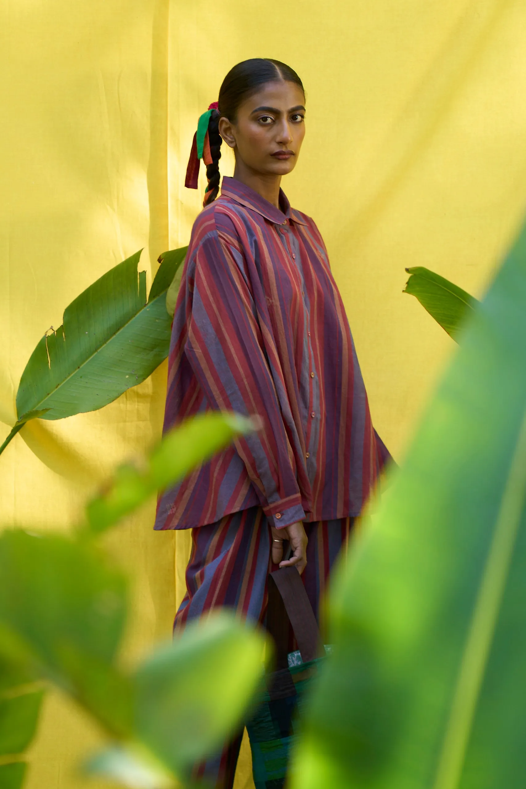 Lillian Hand woven stripe jamdani shirt