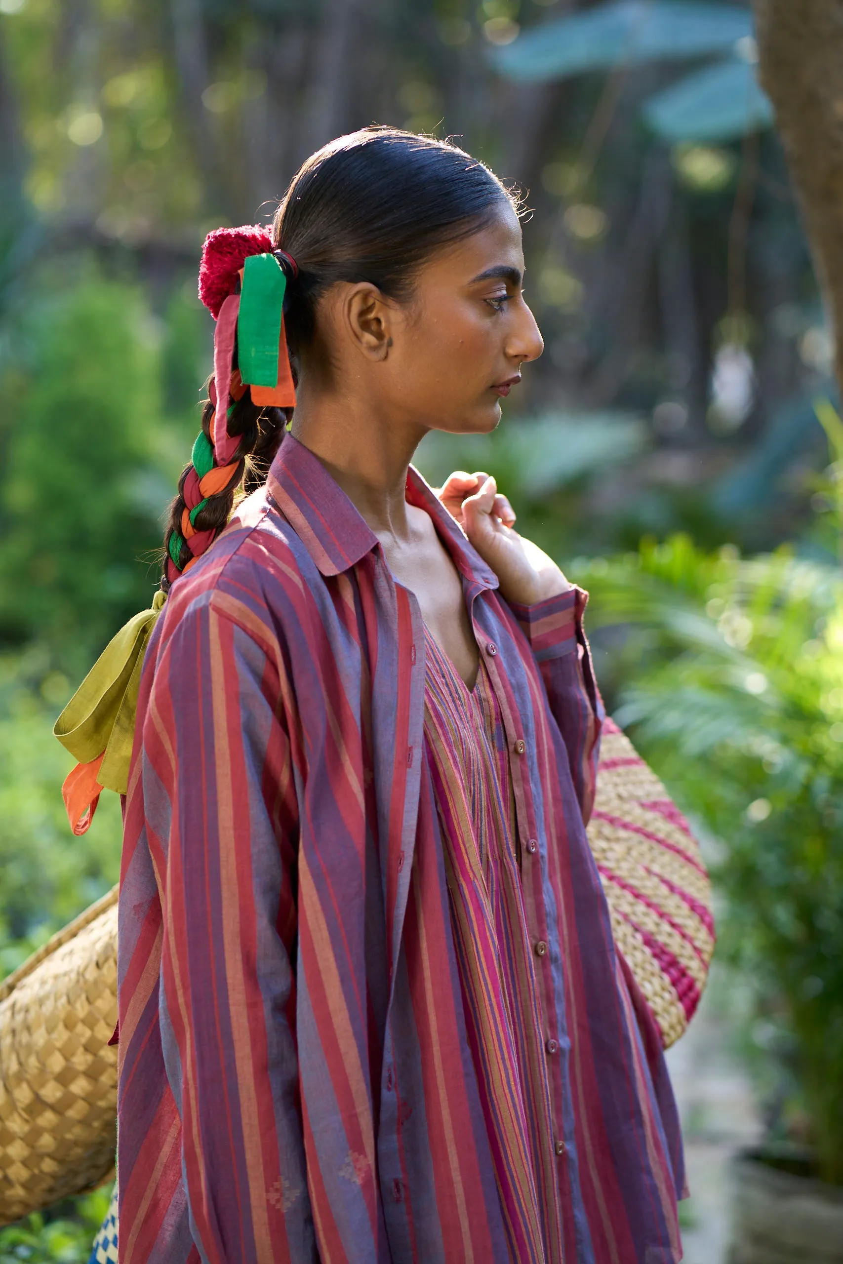 Lillian Hand woven stripe jamdani shirt