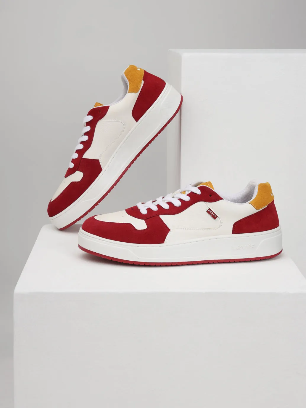 Men's Red Colorblock Sneakers