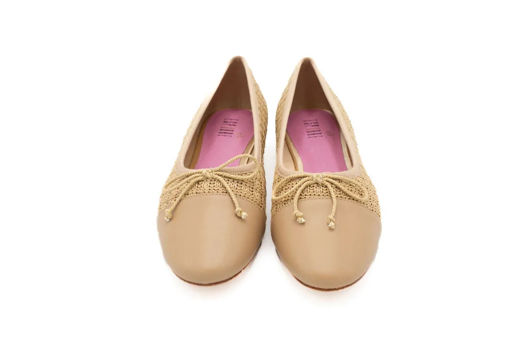 Nime Nude Raffia/Nude Leather