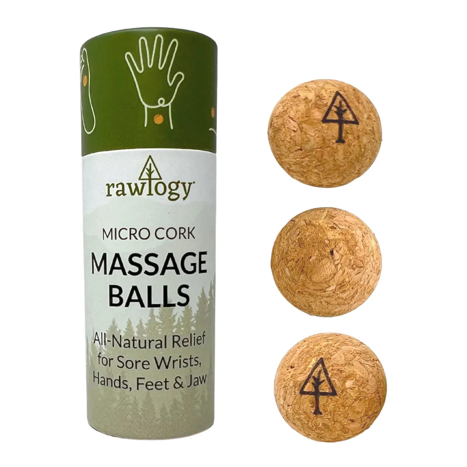 Rawlogy Micro Cork Massage Balls - 3 Balls   Pouch