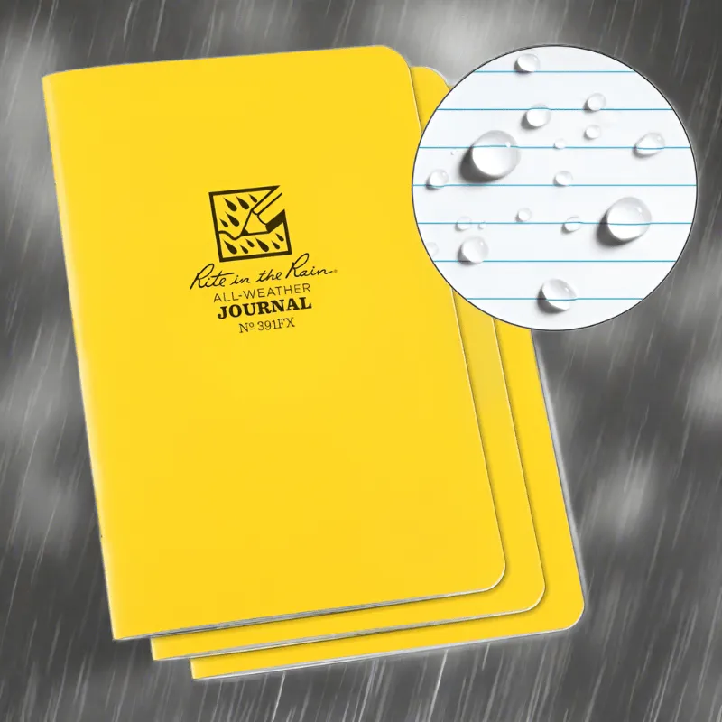 Rite in the Rain Fabrikoid Stapled Notebook - 4.625" x 7" Journal - 3 Pack