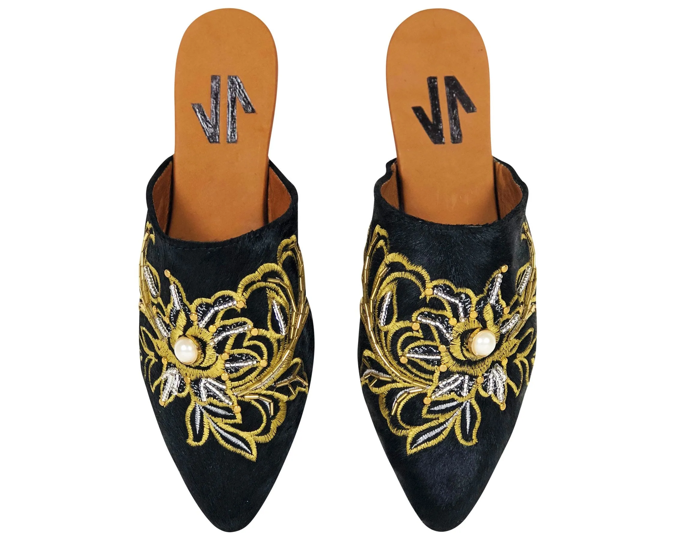 Silvia Cobos Embroidered Flat Mules
