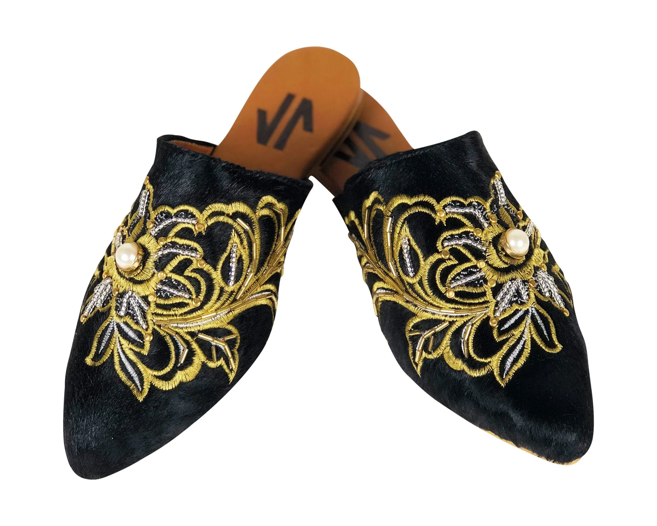 Silvia Cobos Embroidered Flat Mules
