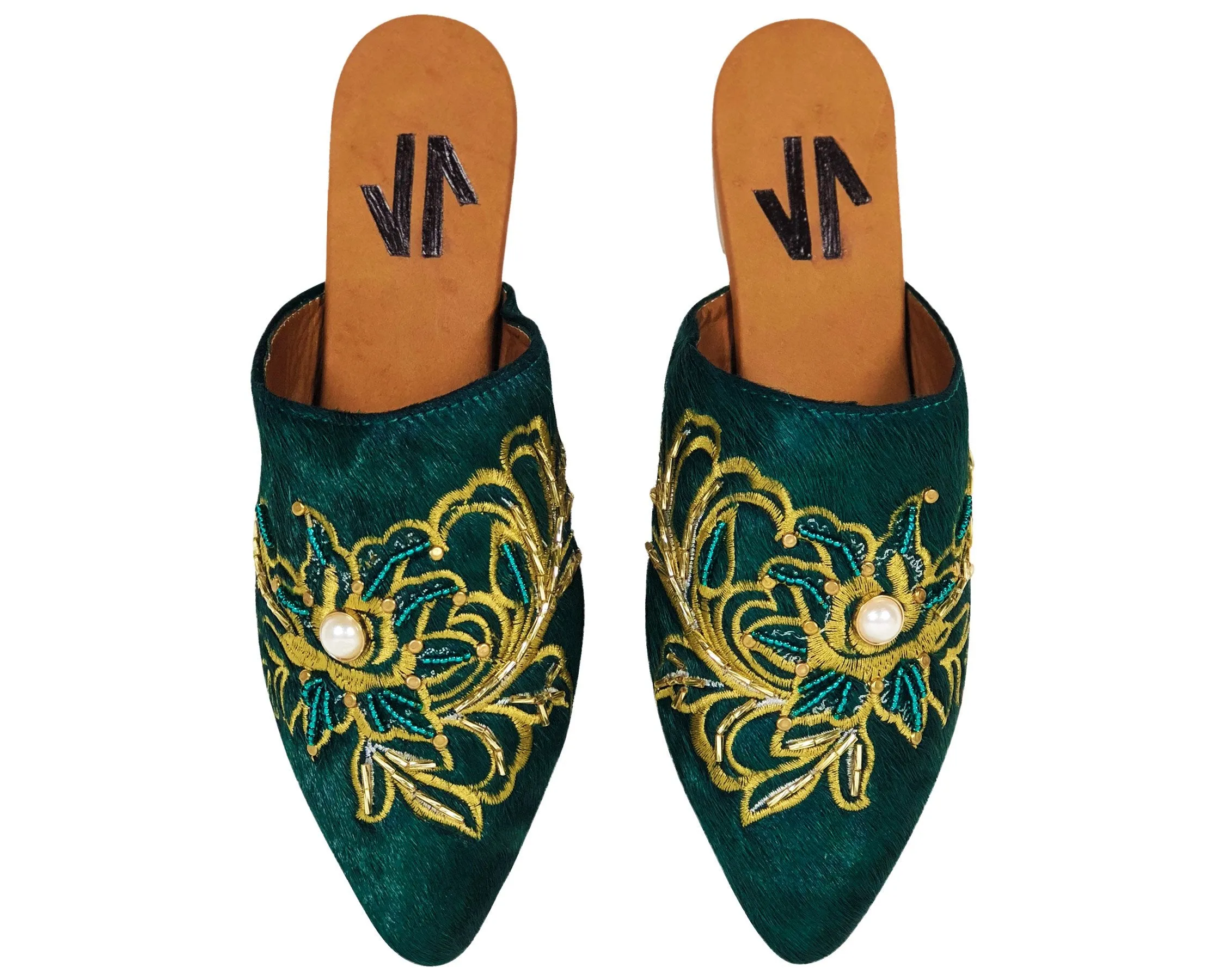 Silvia Cobos Embroidered Flat Mules