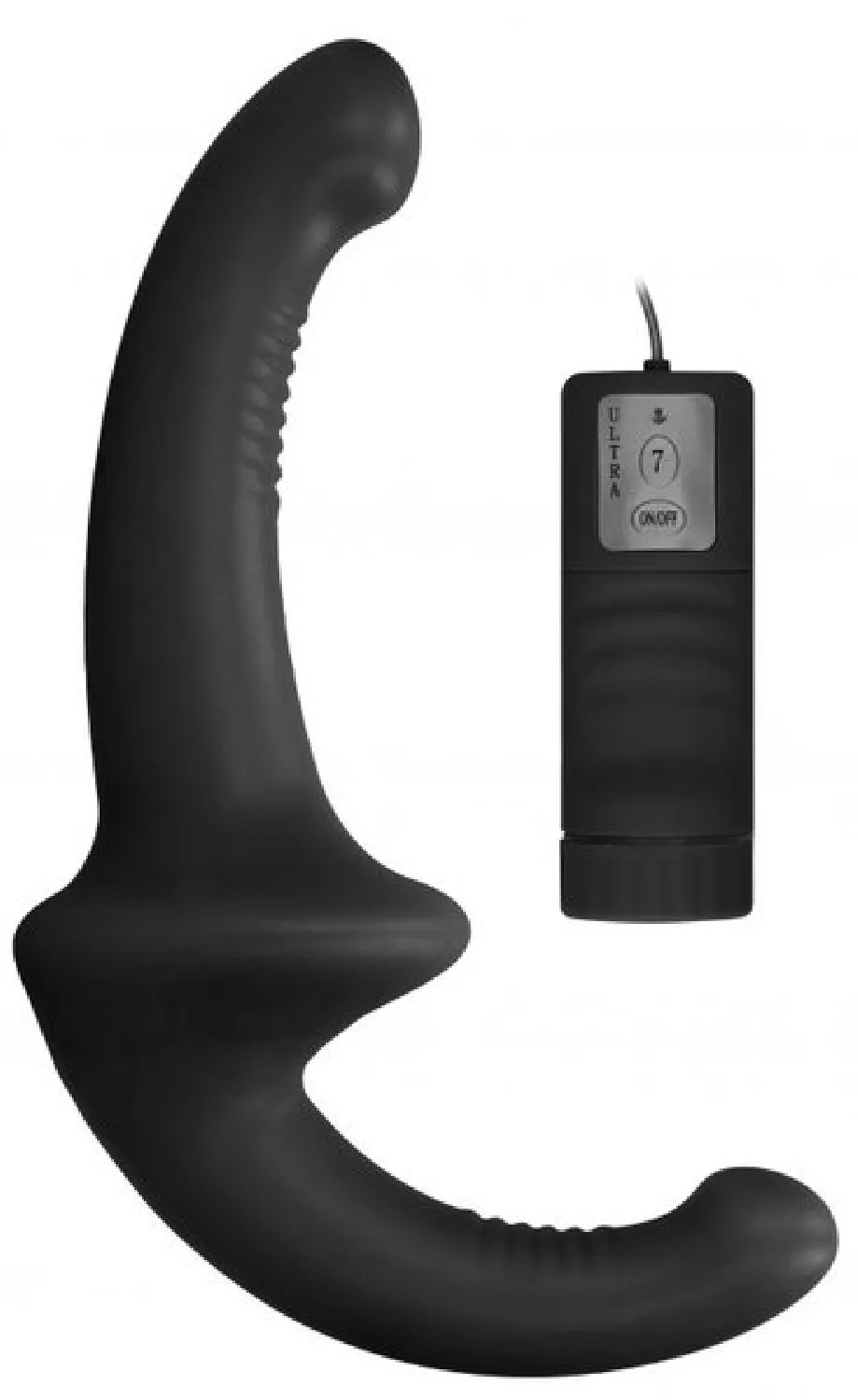 Vibrating Silicone Strapless Strap-On (Black)